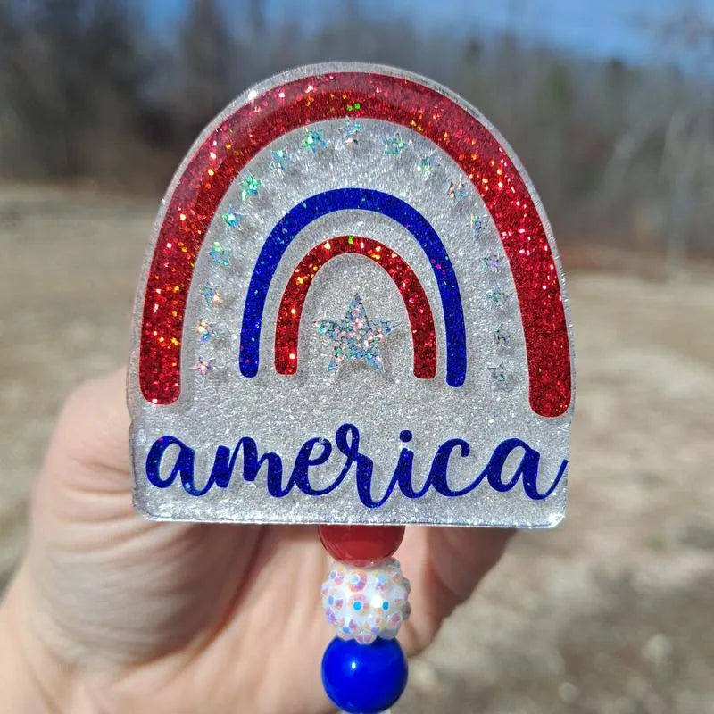 America 4th of July Rainbow Badge Reel