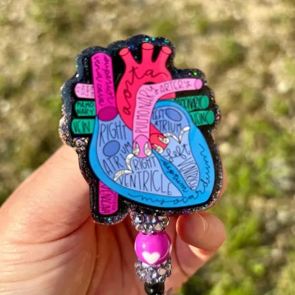 Anatomically Labeled Heart Badge Reel