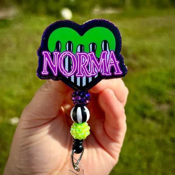 Beetlejuice Inspired Name Badge Reel