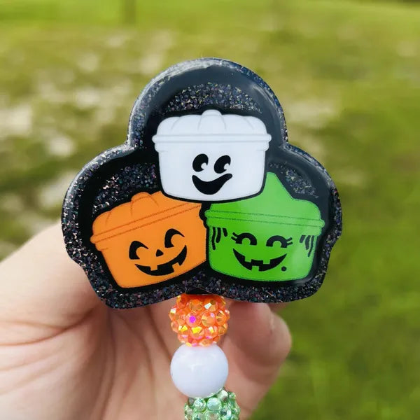 Boo Bucket Nostalgia Halloween Badge Reel