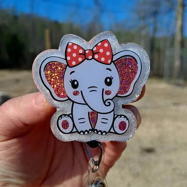 Cute Baby Elephant Badge Reel