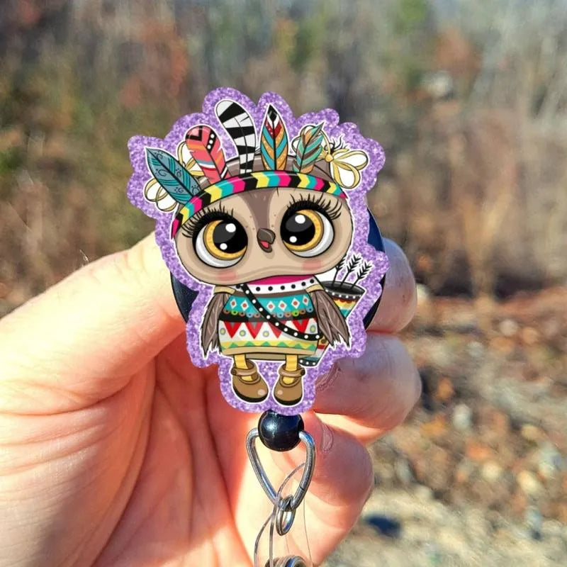 Cute Baby Owl Badge Reel