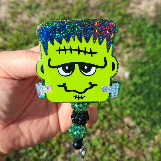 Cute and Spooky Frankenstein Work Id Badge Reel