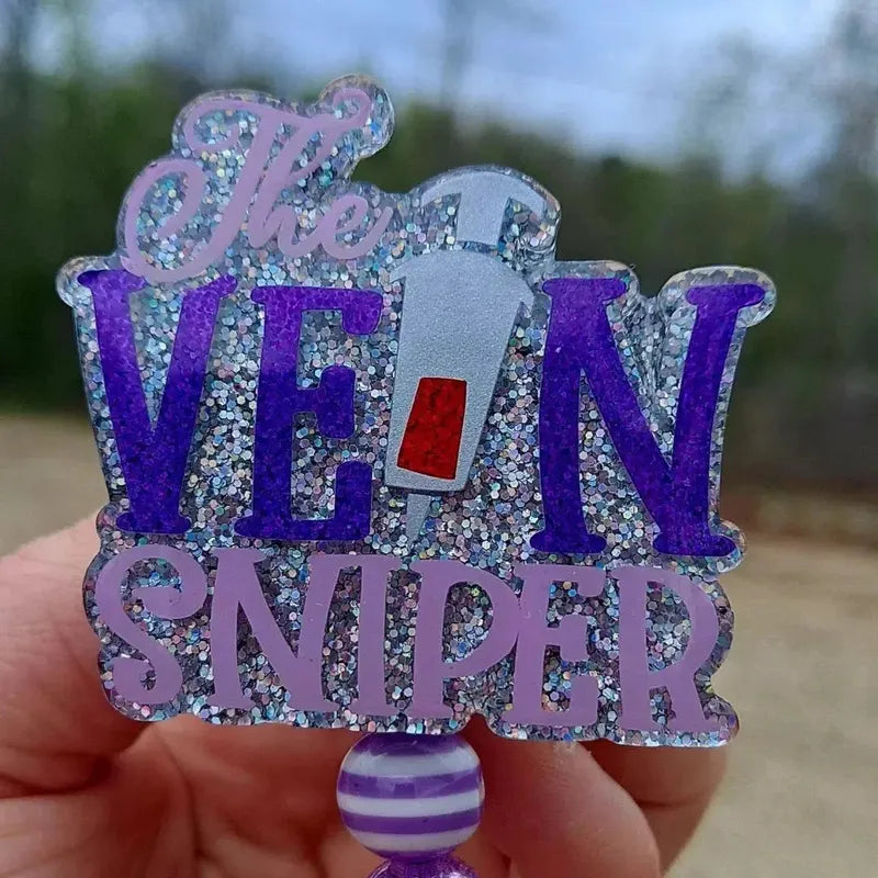 Funny Phlebotomist Vein Sniper Work Id Badge Reel