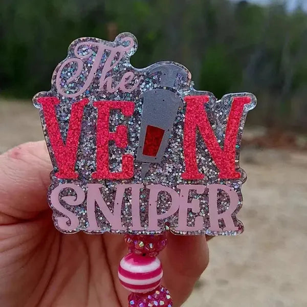 Funny Phlebotomist Vein Sniper Work Id Badge Reel