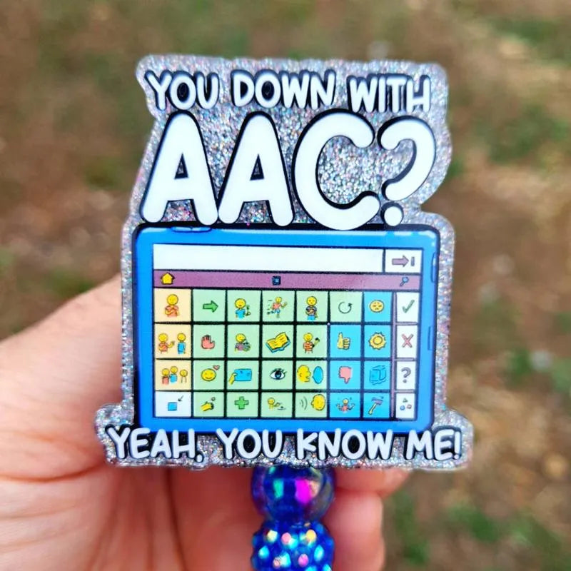 Funny You Down With AAC SLP Badge Reel