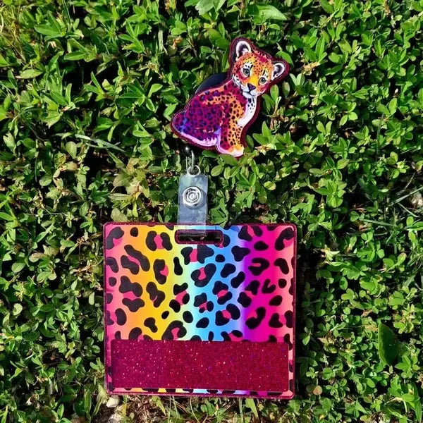Rainbow Cheetah Pattern Badge Buddy Set