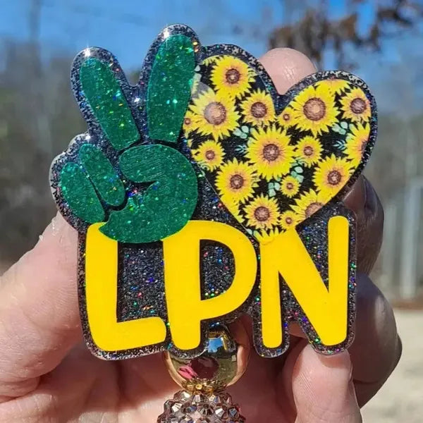 Peace Love LPN Badge Reel