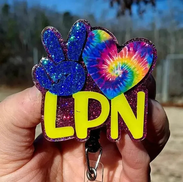 Peace Love LPN Badge Reel