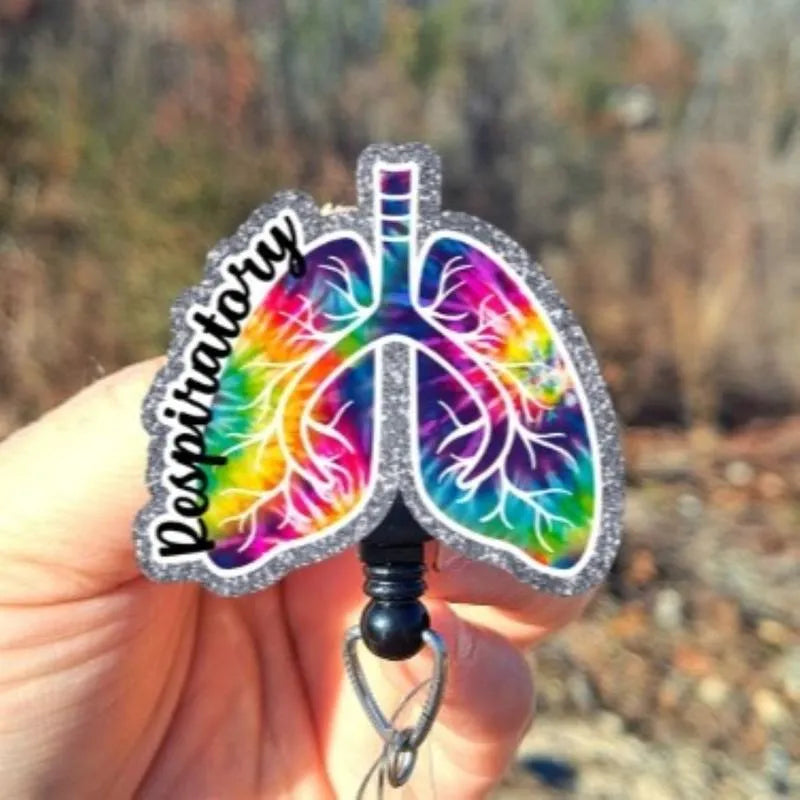 Respiratory Therapy Tie Dye Lungs badge Reel