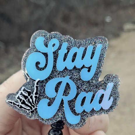 Stay Rad Radiology Tech Work Id Badge Reel Holder Clip.