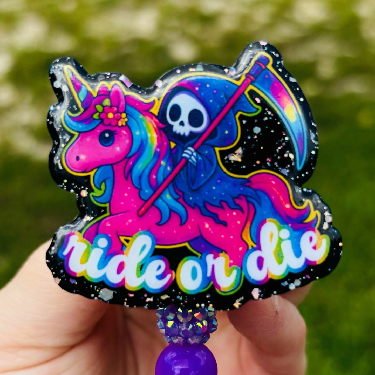 Snarky Grim Reaper Ride of Die Badge Reel