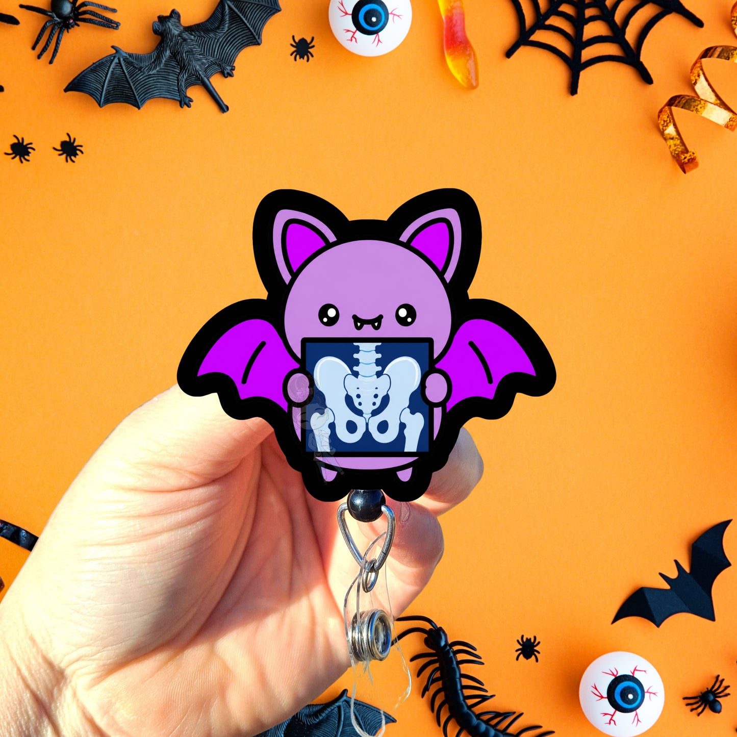 Xray Tech Cute Kawaii Halloween Bat Badge Reel