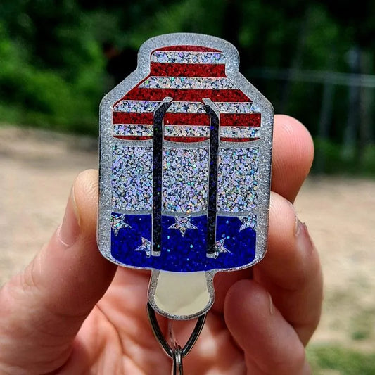 America 4th of July Bomb Popsicle Badge Reel