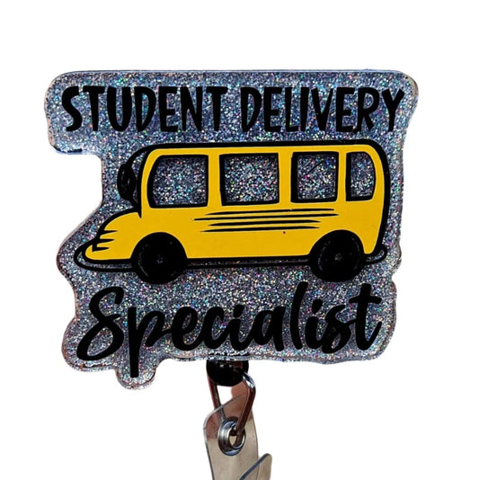 Bus Driver Student Delivery Specialist Work Id Badge Reel Holder Clip.