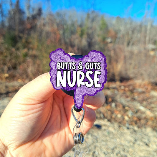 Butts and Guts GI Nurse Badge Reel
