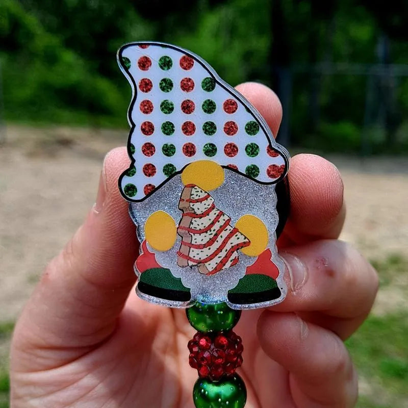 Christmas Tree Cake Gnome Badge Reel