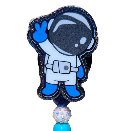 Cute Astronaut Work Id Badge Reel Holder Clip.