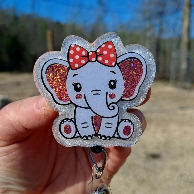 Cute Baby Elephant Badge Reel