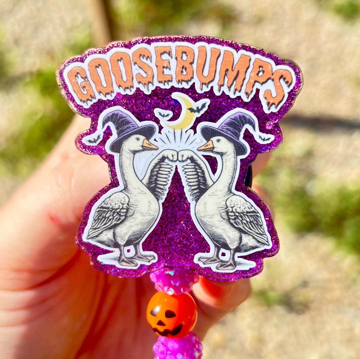 Funny Halloween Goosebumps Badge Reel