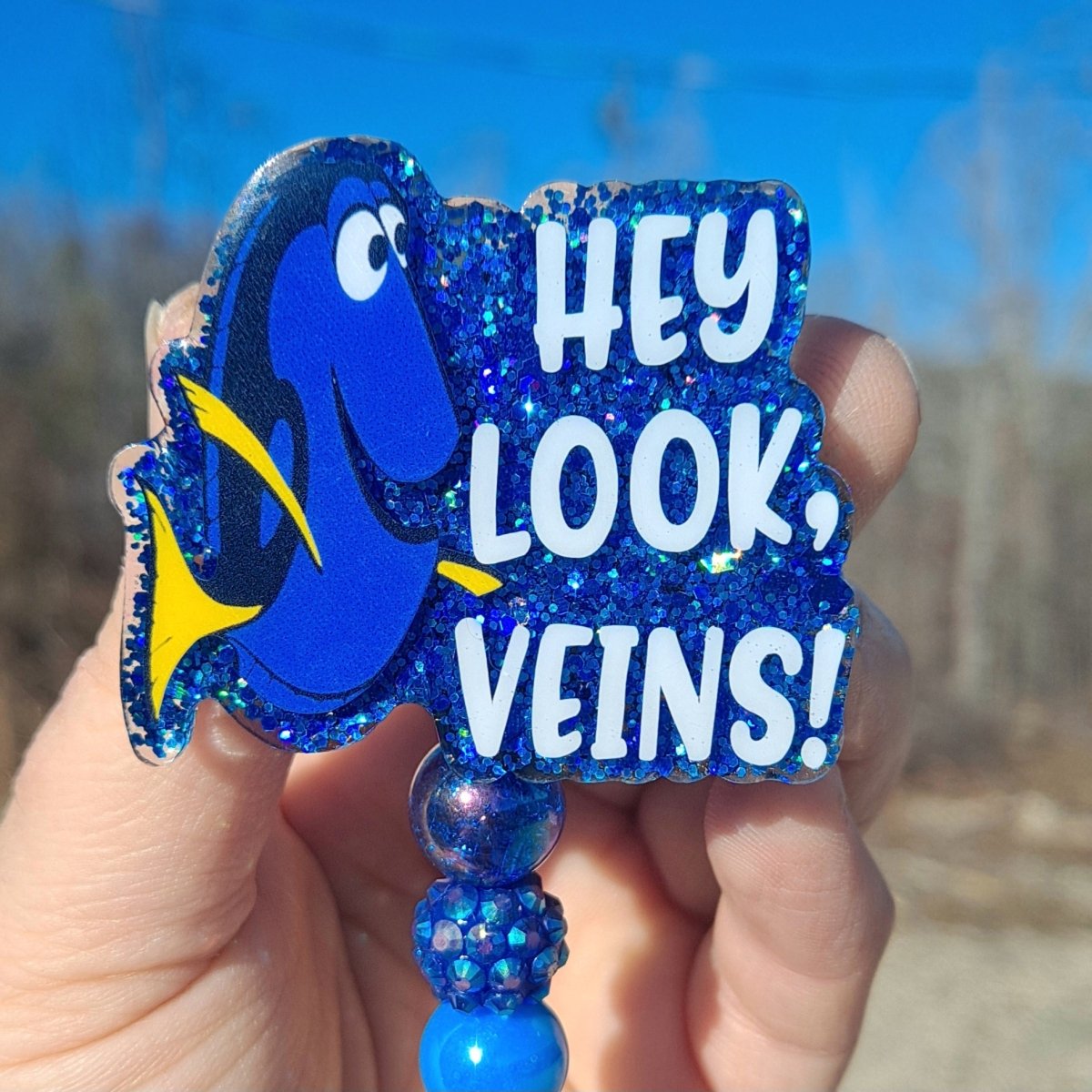 Dory Hey Look Veins Badge Reel - The Badge Boutique Co