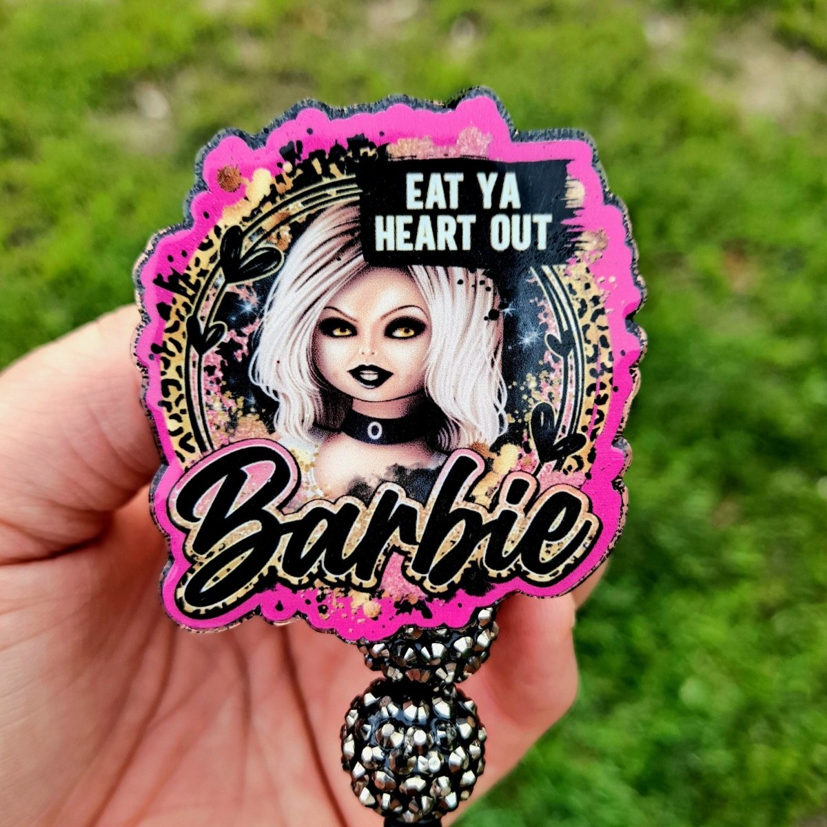Eat your Heart Out Barbie Work Id Badge Reel Holder Clip. - The Badge Boutique Co