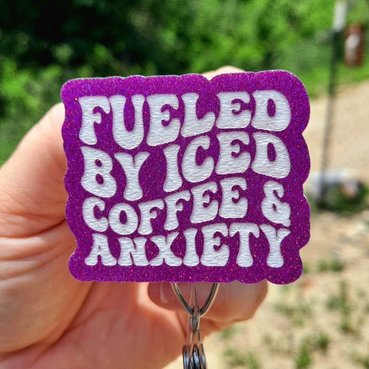 Fueled by Coffee and Anxiety Work Id Badge Reel Holder Clip.