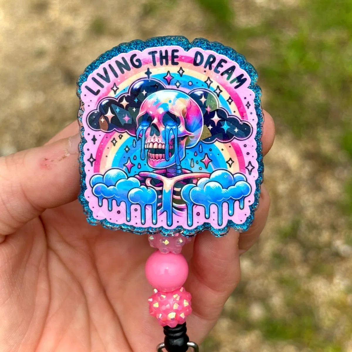 Funny Living the Dream Retractable Badge Reel Holder Clip