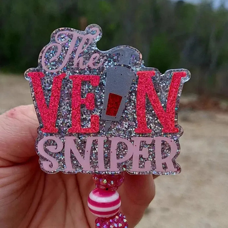 Funny Phlebotomist Vein Sniper Work Id Badge Reel