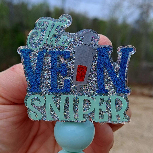 Funny Phlebotomist Vein Sniper Work Id Badge Reel Holder Clip. - The Badge Boutique Co
