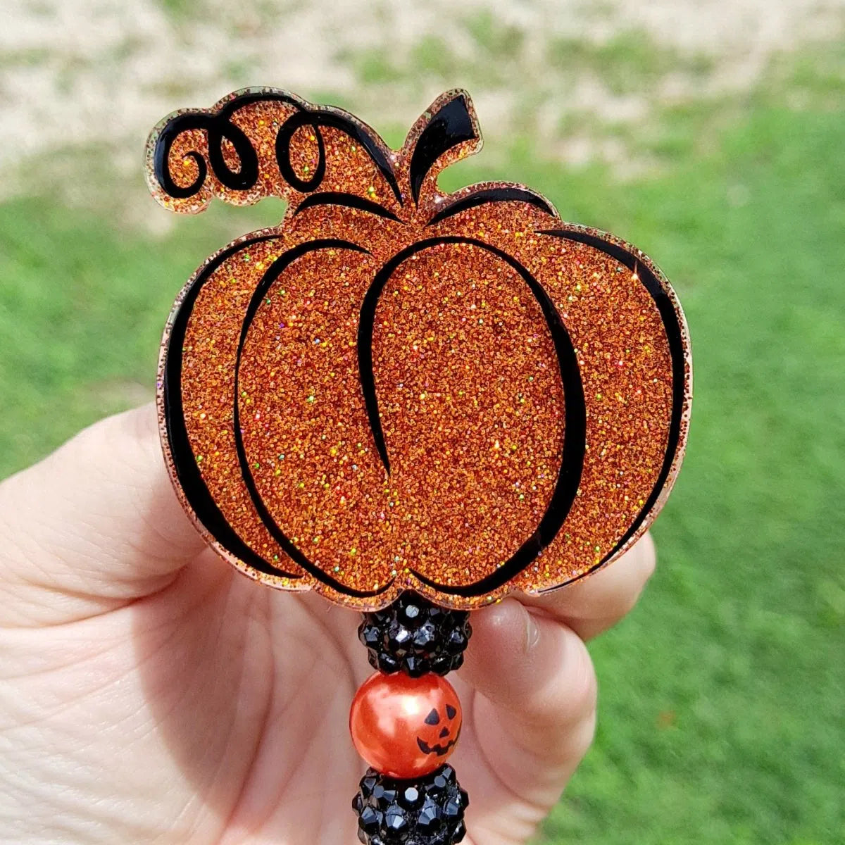 Halloween Pumpkin Work Id Badge Reel