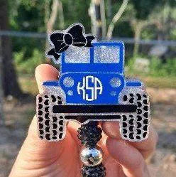 Monogram Off Road Vehicle Work Id Badge Reel Holder Clip.