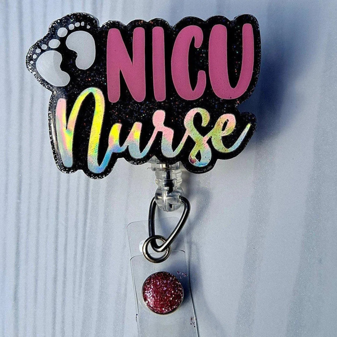 Nicu Nurse Work Id Badge Reel Holder Clip.