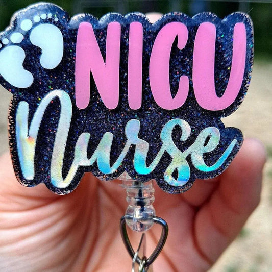 Nicu Nurse Work Id Badge Reel Holder Clip.