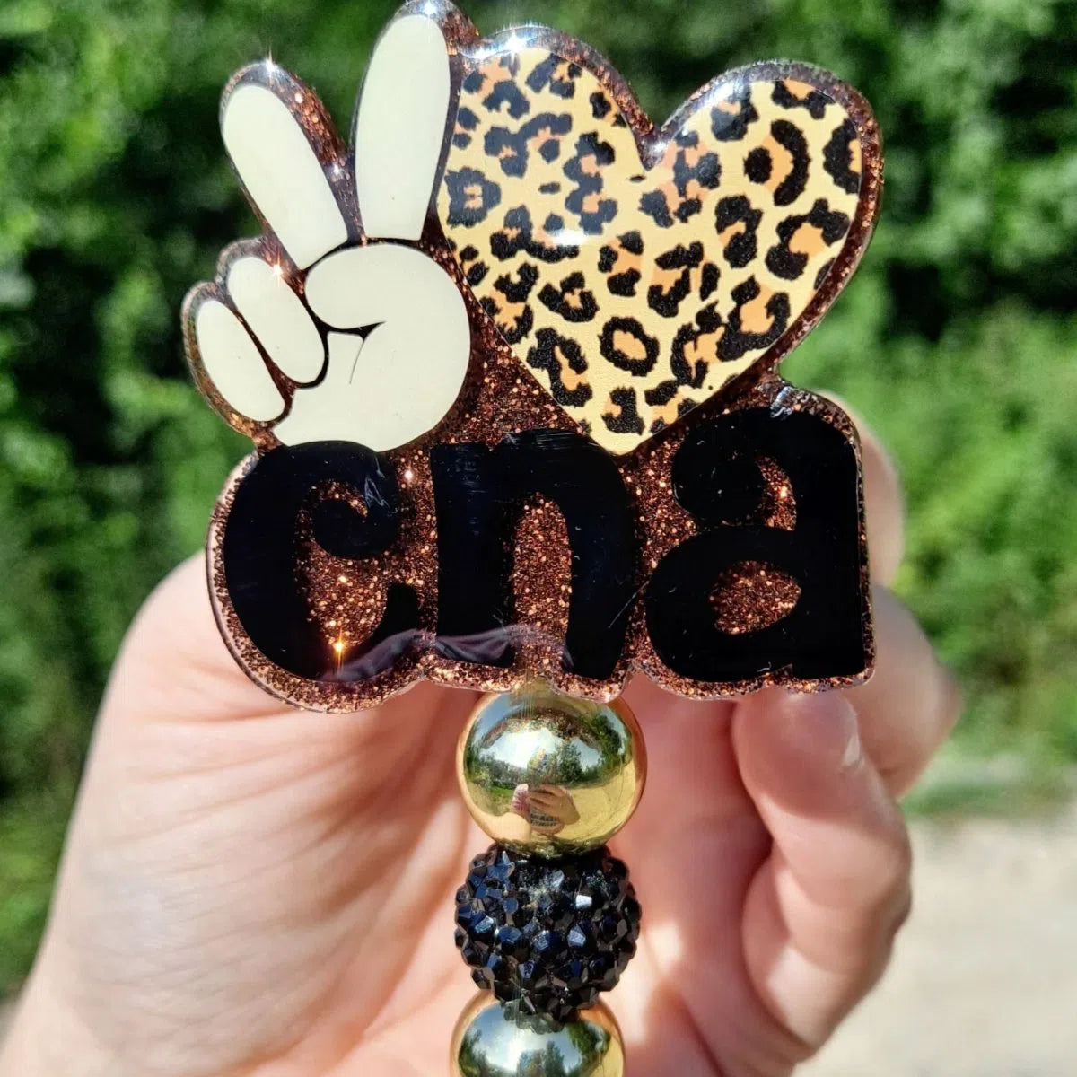 Peace Love CNA Work Id Badge Reel Holder Clip.