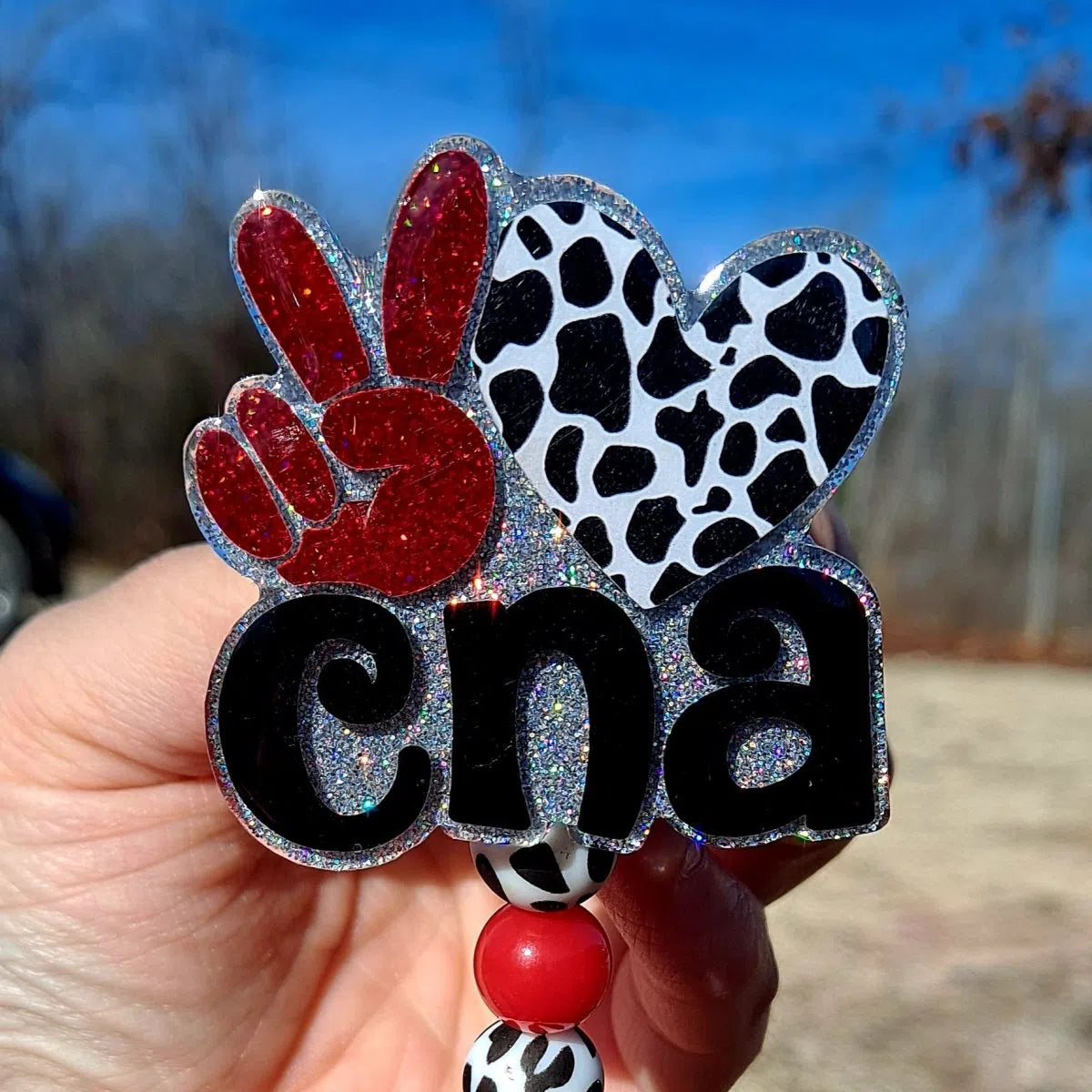 Peace Love CNA Work Id Badge Reel Holder Clip.