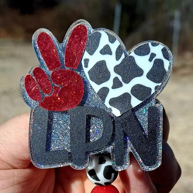 Peace Love LPN Badge Reel