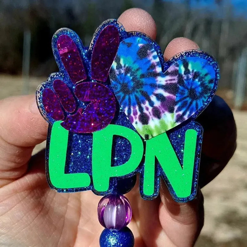 Peace Love LPN Badge Reel