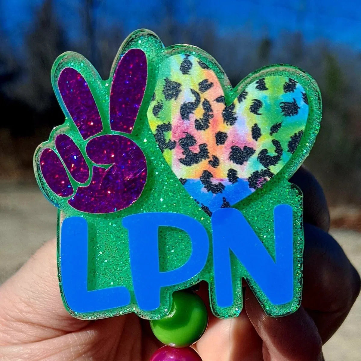 Peace Love LPN Work Id Badge Reel.