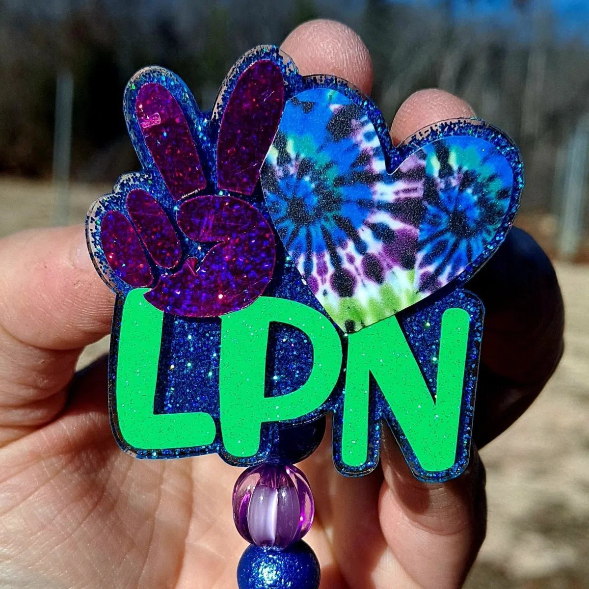 Peace Love LPN Work Id Badge Reel.