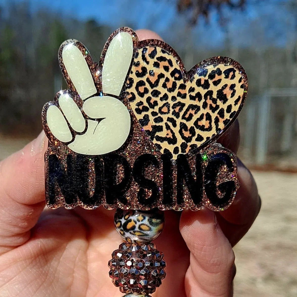 Peace Love Nursing Work Id Badge Reel Holder Clip.