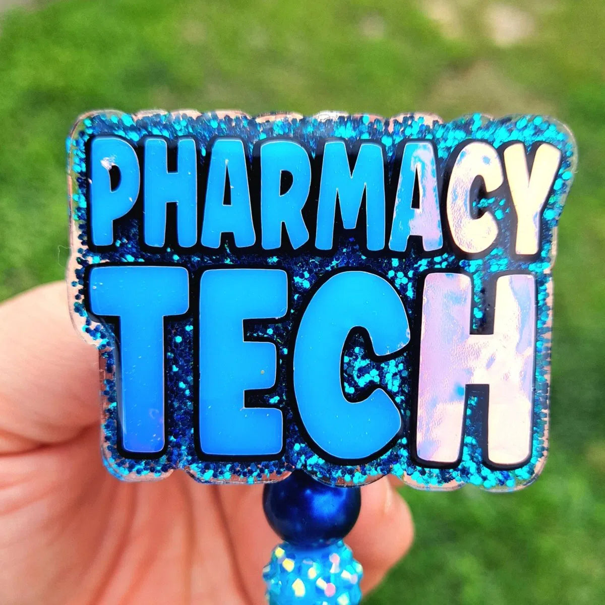 Pharmacy Tech Work Id Badge Reel Holder Clip.