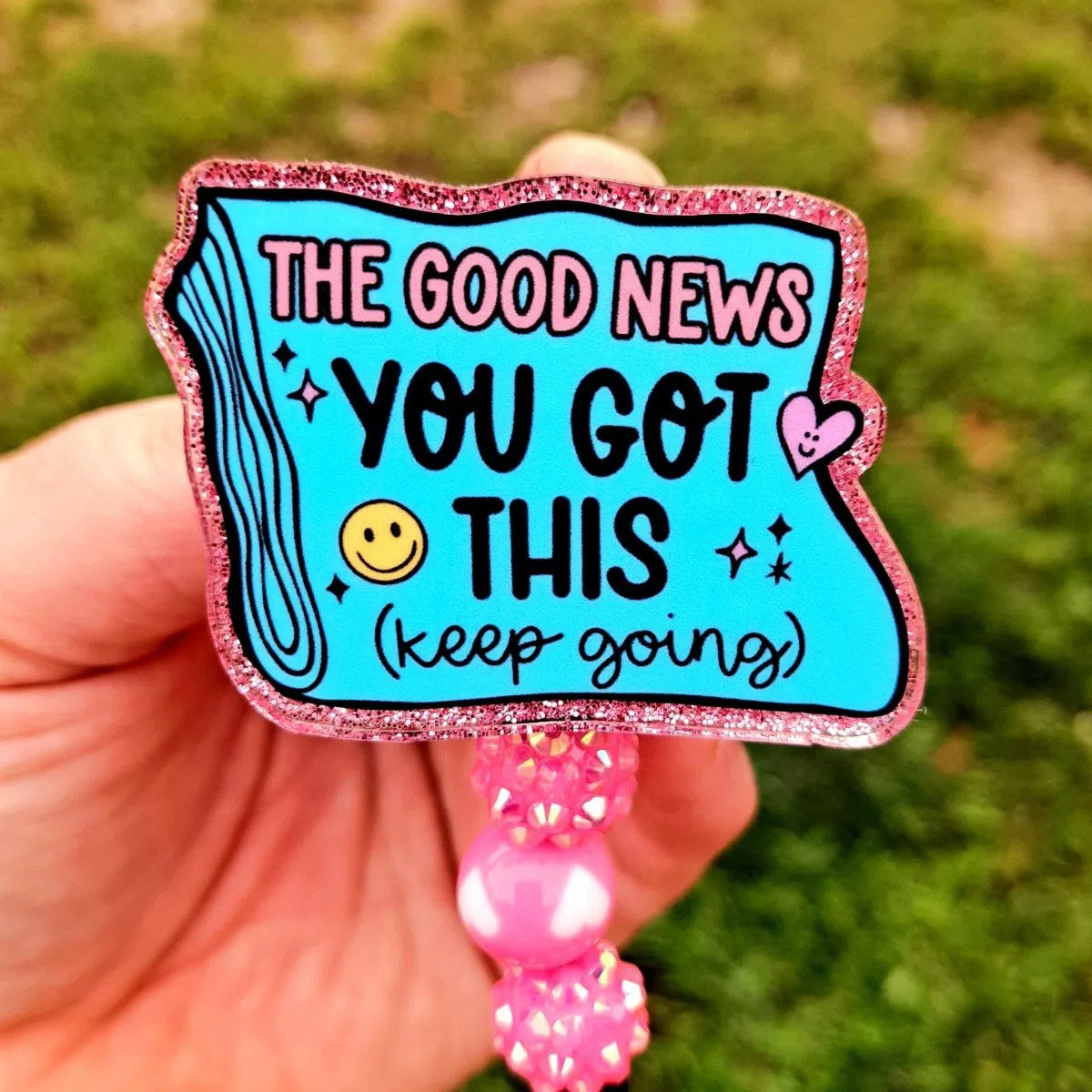 Positive Affirmation "You Got This" Work Id Badge Reel Holder Clip.