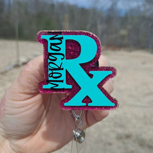 RX CPhT Name Work Id Badge Reel Holder Clip.