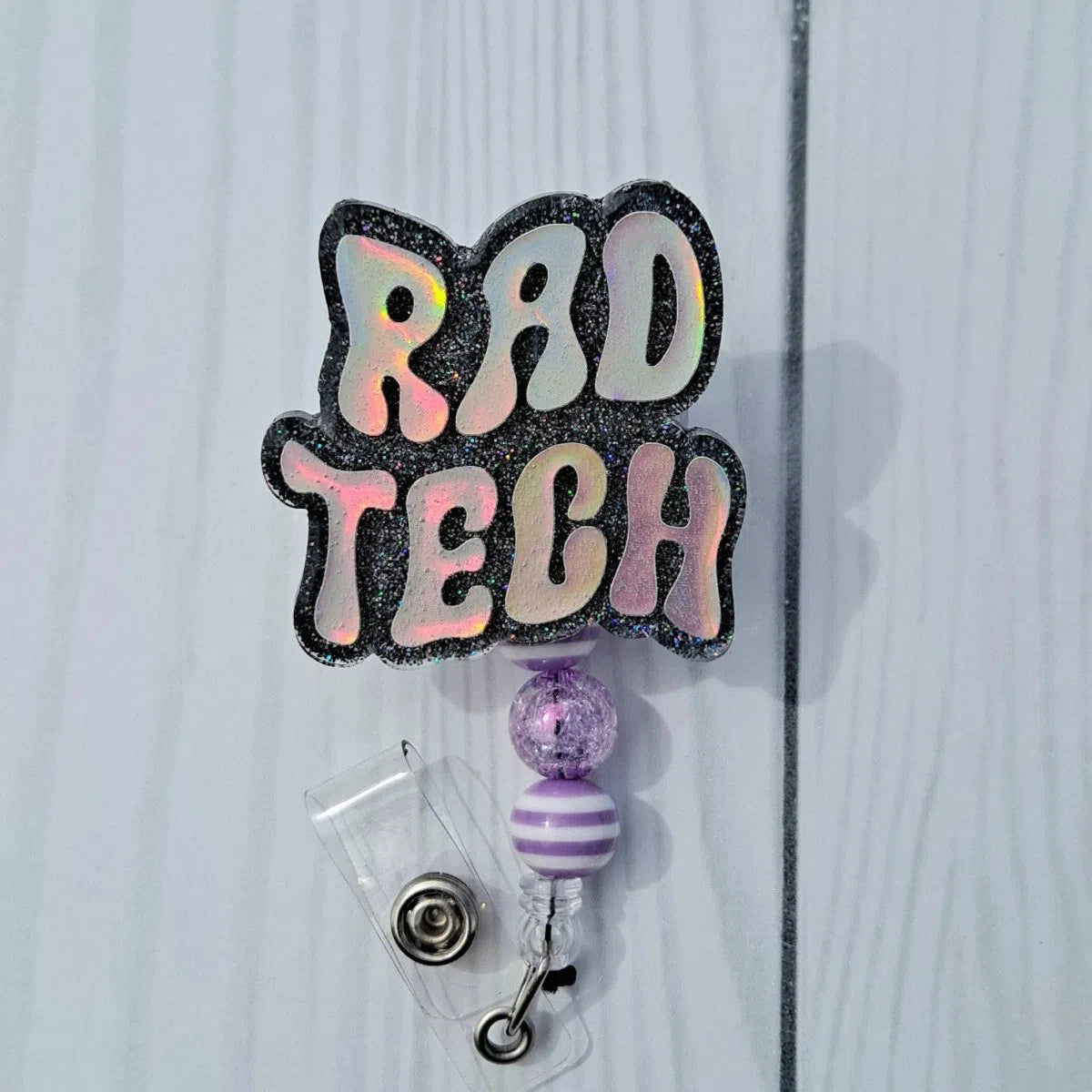 Rad tech work id badge reel holder.