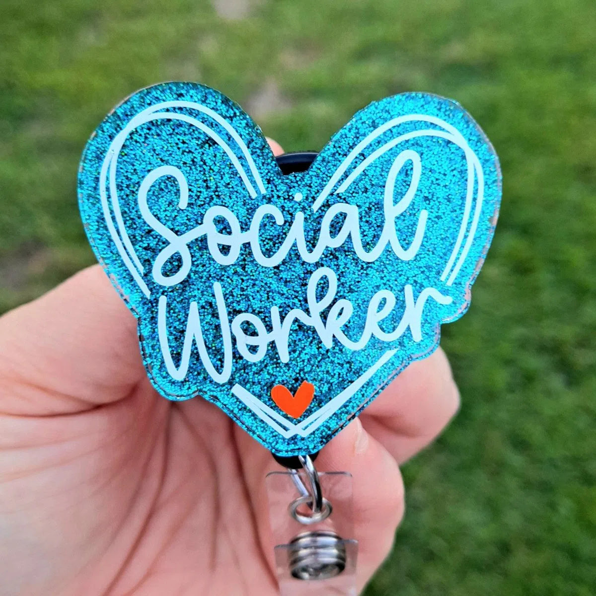 Social Worker Work Id Badge Reel Holder Clip.