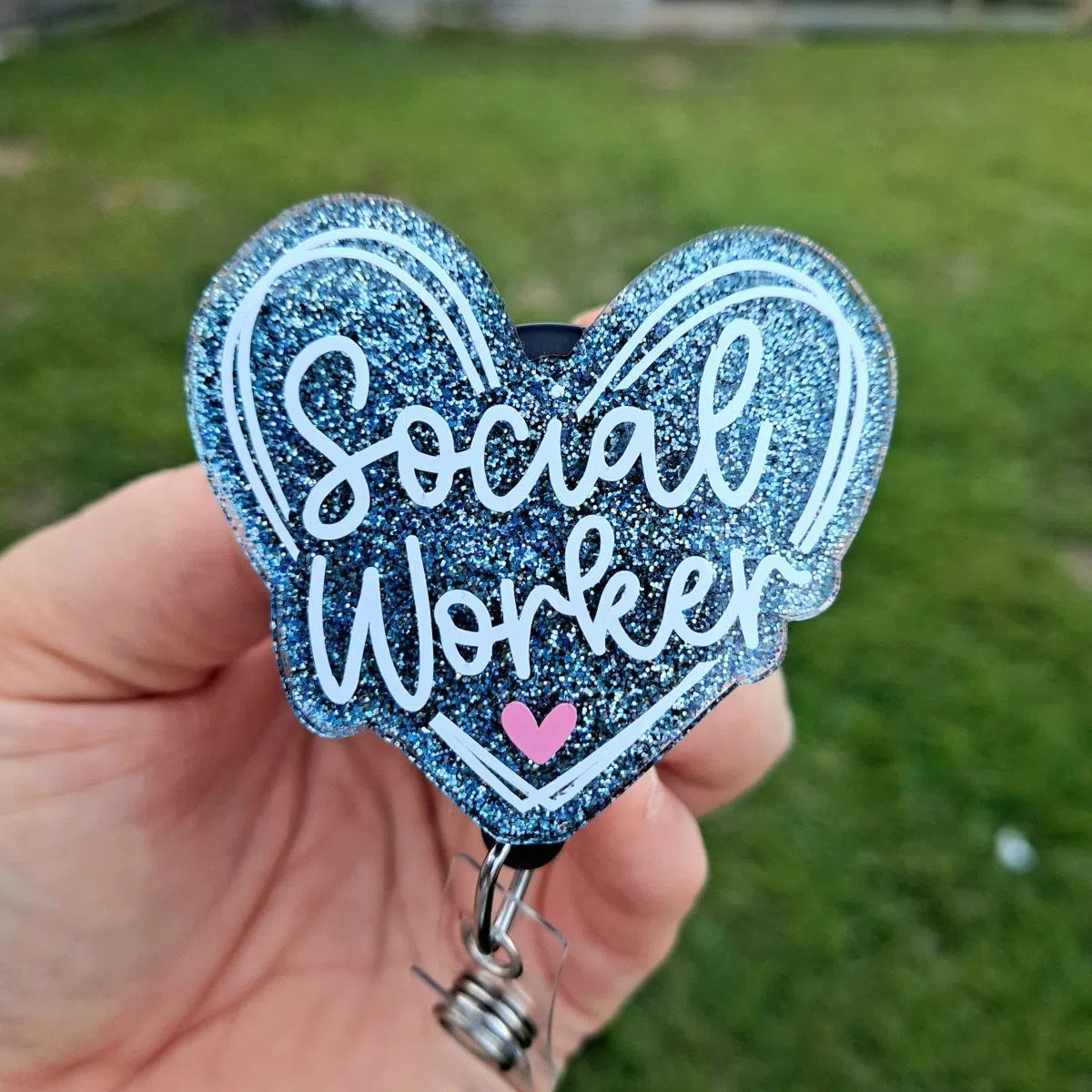 Social Worker Work Id Badge Reel Holder Clip.