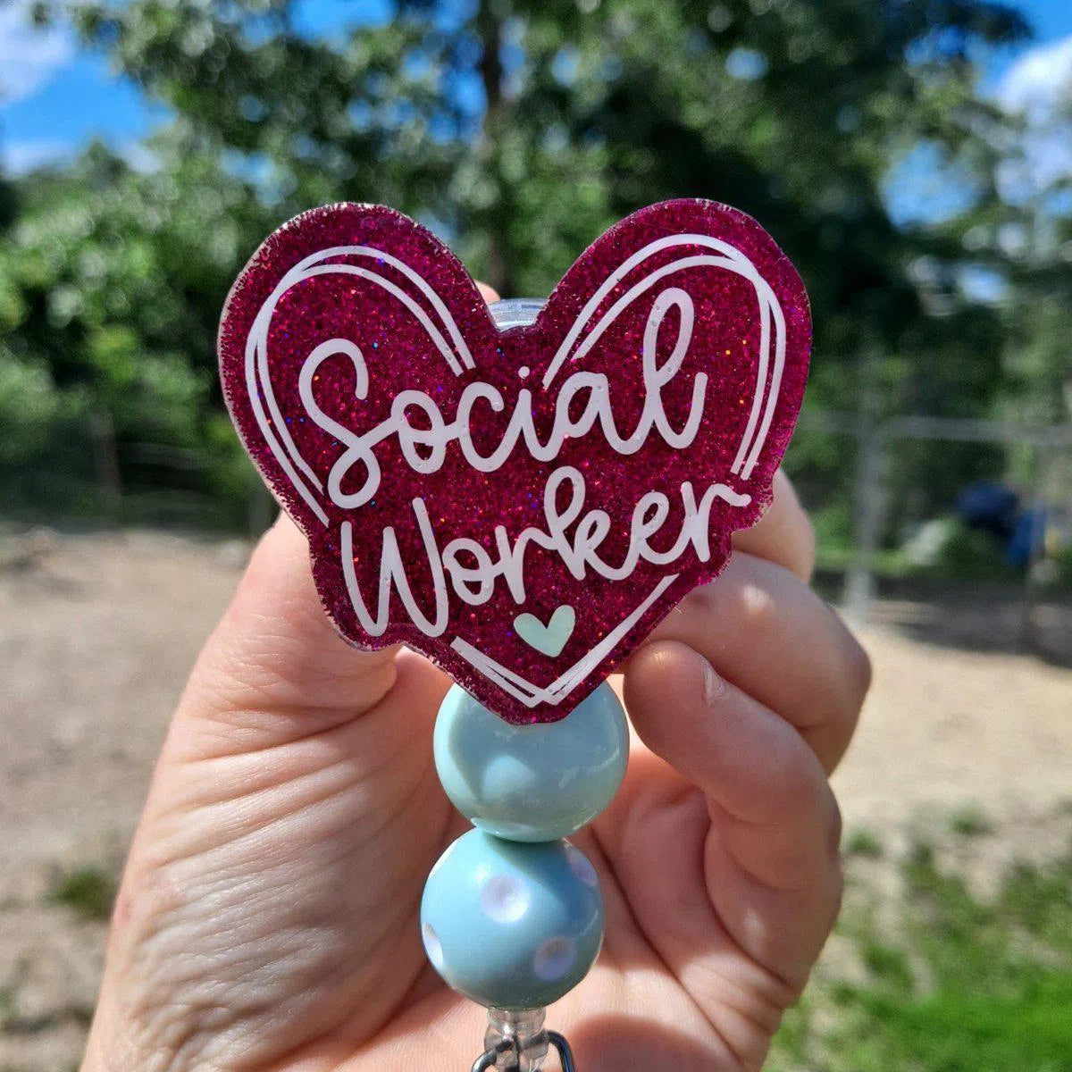 Social Worker Work Id Badge Reel Holder Clip.