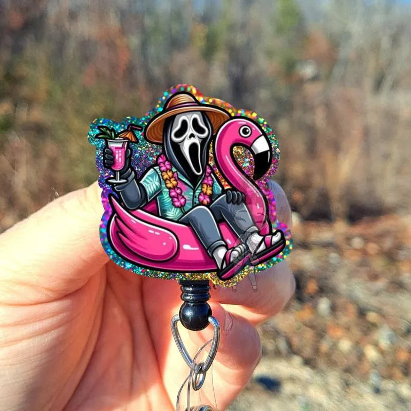 Summertime Floating Ghost Face Badge Reel