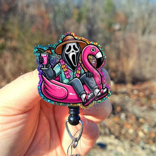 Summertime Floating Ghost Face Badge Reel